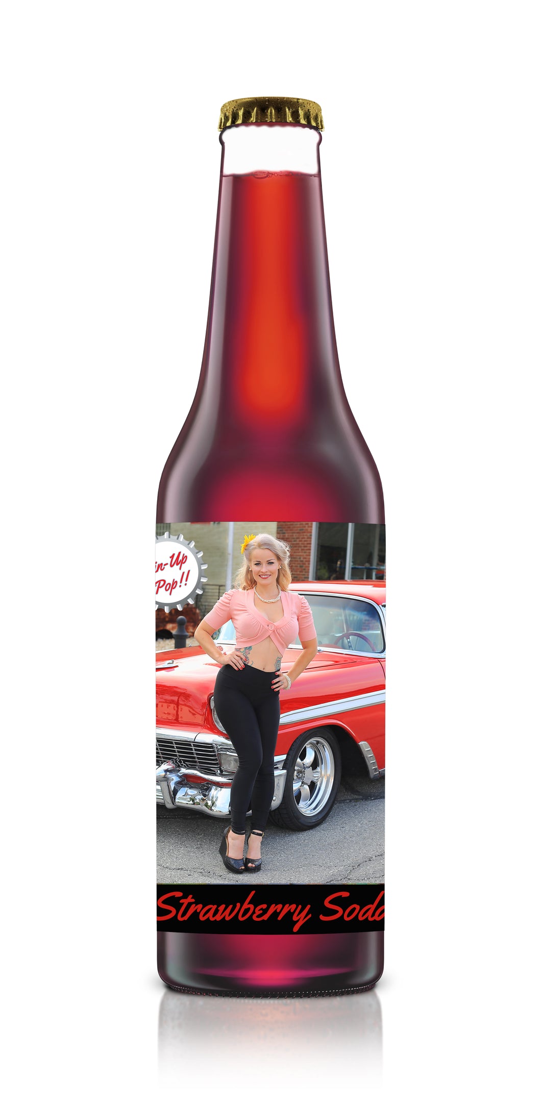 6 pack of Pin-Up Pop Strawberry Soda