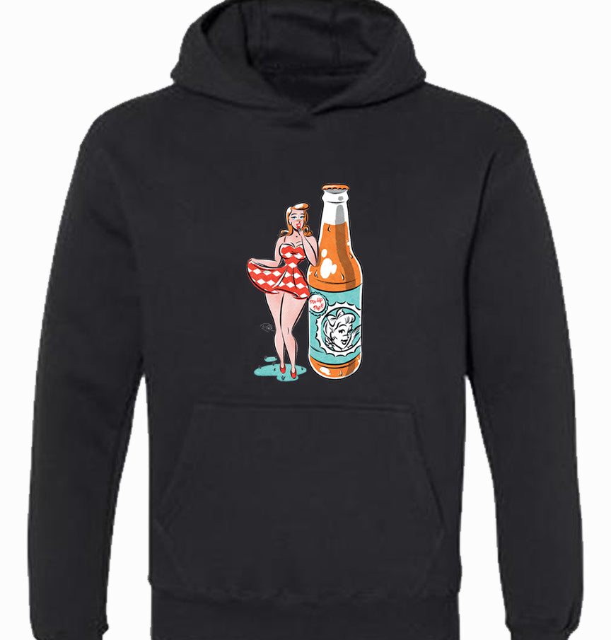 Pin-Up Pop Orange Soda Black pin Up Girl Hoodie